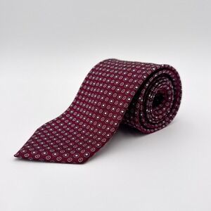 BROOKS BROTHERS 100% Silk Maroon Blue Circle Stain Resistant 59" Tie Made in USA